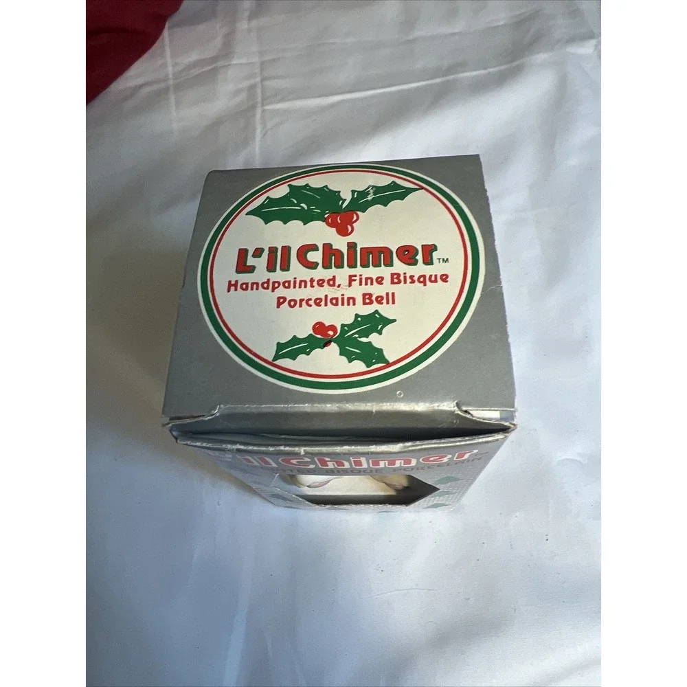 Vintage Jasco Lil Chimers Porcelain Polar Bear Bell Christmas Ornament